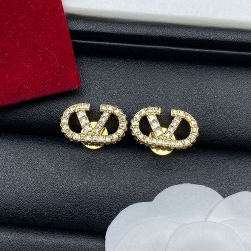 Oryginalne Kolczyki Valentino VLogo Z Metalu Z Kryształami Swarovski W Kolorze Złotym