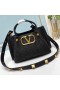 Markowe Gospodarcza Torba Valentino Small VLogo Z Rzymskimi Nitami Z Syntetycznej Рифии W Kolorze Czarnym