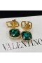 Oryginalne Kolczyki-wisiorki Valentino VLogo z Metalu Z Kryształami Swarovski Złoto-Zielony