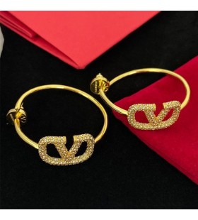 Oryginalne Kolczyki-Pierścionki Valentino VLogo Z Metalu Z Kryształami Crystals Gold