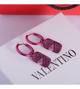 Oryginalne Kolczyki Szpilki Valentino Small VLogo Z Metalu Z Kryształami Swarovski W Kolorze Fioletu