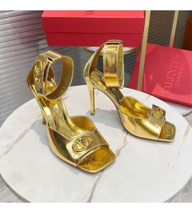 Valentino Vlogo Rzymskie Sandały Buty Damskie Ze Skóry Cielęcej W Kolorze Złotym