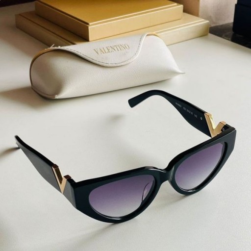 Valentino VA4063 Ochi de Pisica ochelari de Soare de Acetat Cu Cadru de Vlogo Negru/Albastru