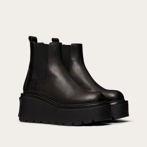 Valentino Uniqueform Chelsea Cizme 85MM Femei din piele de Vițel de Negru