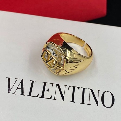 Valentino VLogo Semnătura Deschide Inel Din Metal Cu Diamant Aur/Alb