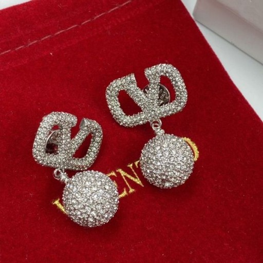 Valentino Mini VLogo Semnătura Pandantiv Cercei Din Metal Cu Bile De Cristal De Argint