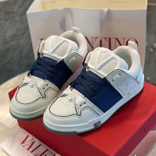 Valentino Deschide Adidasi Skate Cu VLogo Unisex din piele de Vițel și Material Alb/Bleumarin