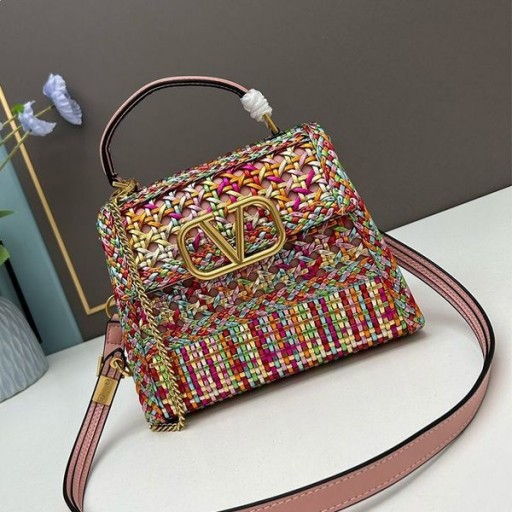 Valentino Mici Vsling Geantă De Mână În Țesute Din Piele De Vițel Multicolor