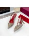 Valentino VLogo Semnătura Slingback Pompe Cu Cristale De Femei Din Piele De Vițel Gri/Rosu