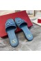 Valentino VLogo Semnătura Slide-Uri Cu Camuflaj Logo Pentru Femei Din Piele De Vițel Albastru