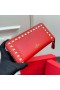 Valentino Mare Rockstud Cu Fermoar Portofel Din Piele De Vițel Roșu