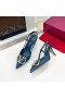 Valentino VLogo Semnătura Slingback Pompe Cu Cristale De Femei Din Piele De Vițel Albastru
