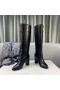 Valentino Supervee Genunchi Glezna Cizme 85MM Femei din piele de Vițel de Negru