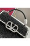 Valentino Mini Vsling Geantă de mână Cu Spumant Știfturi și Bijuterie Broderie Din piele de Căprioară Negru