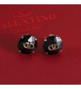 Valentino Micro VLogo Semnătura Cercei Din Metal Cu Cristal Negru