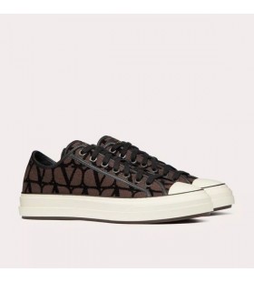 Valentino Totaloop Low-Top Adidași Unisex Cu Imprimeu Iconographe Tesatura De Cafea