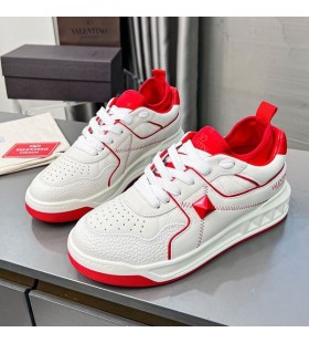 Valentino Unul Stud Mid-Top Adidași Unisex Din Piele Nappa Și Material Alb/Rosu