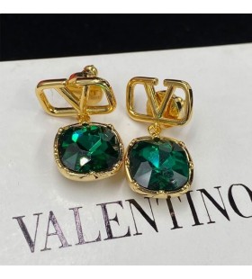 Valentino VLogo Semnătura Cercei Pandantiv Din Metal Cu Cristale Swarovski Aur/Verde