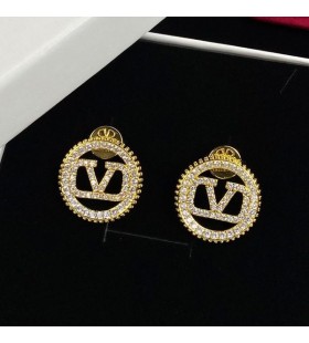 Valentino VLogo Semnătura Rotund Cercei Din Metal Cu Cristale Cristale De Aur