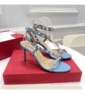 Valentino Rockstud Sandale Cu Asimetric Curea Femei Din Piele De Vițel De Cer Albastru