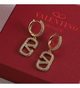 Valentino VLogo Semnătura Impodobita Cercei Din Metal Cu Cristale De Aur
