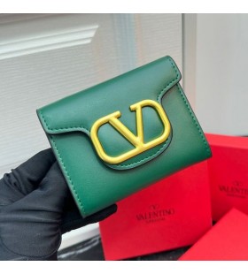 Valentino Mici Tot Timpul Pliant Portofel Din Piele De Vițel În Verde