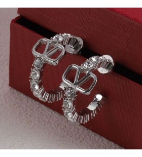 Valentino Mini VLogo Semnătura Cercei Din Metal Cu Cristale Swarovski De Argint