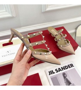 Valentino Rockstud Cu Toc Catâri Cu Curele Femei De Brevete Din Piele Kaki