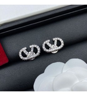Valentino VLogo Semnătura Cercei Din Metal Cu Cristale Swarovski De Argint