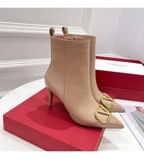 Valentino VLogo Sigture Botine Femei Din Piele De Vițel De Caise