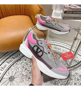 Valentino VLogo Shegoes Adidasi Unisex din Piele și Plasă Alb/Roz