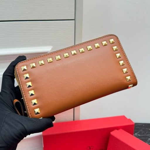 Ovocné Veľké Rockstud Na Zips Peňaženky V Teľacie Kože, Hnedá