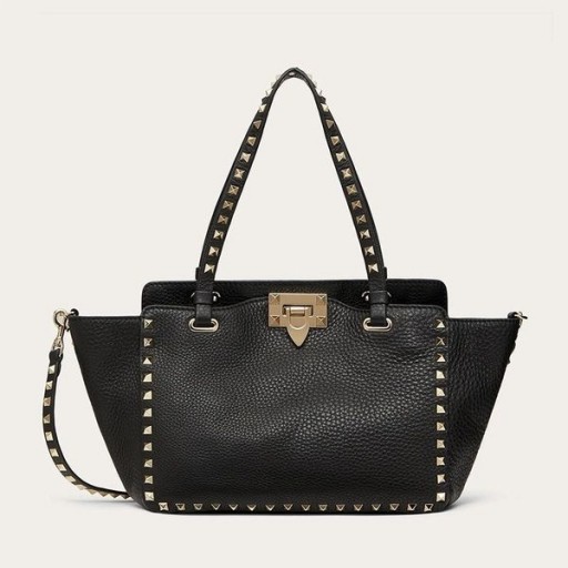 Ovocné Malé Rockstud Tote V Zrnitý Teľacina Black/Gold