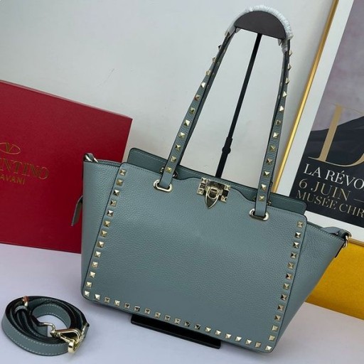 Ovocné Malé Rockstud Tote V Zrnitý Teľacina Sky Blue
