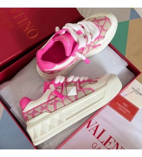 Ovocné Jeden Stud XL Low-Top Unisex Tenisky Nappa Kože S Toile Iconographe Textílie, Biela/Rose