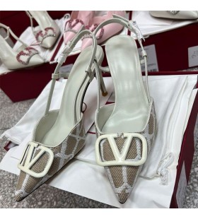 Ovocné VLogo Podpis Slingback Čerpadlá Ženy V Toile Iconographe Sivozelená