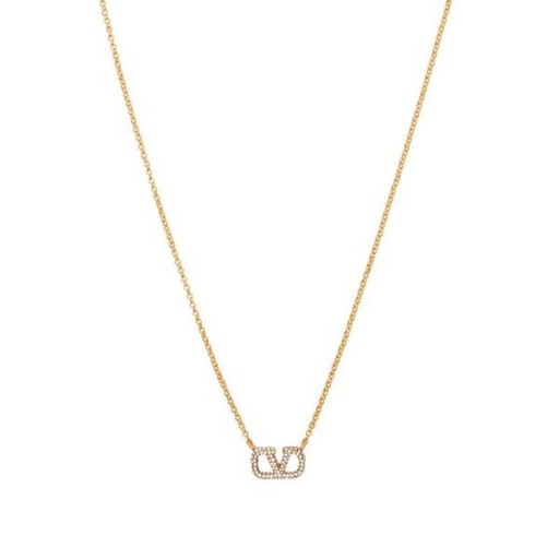 Valentino VLogo Signature Necklace In Metal With Crystals Gold