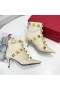발렌티노 Rockstud 발목 부티 70MM 송아지 여 베이지