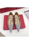 발렌티노 Rockstud 발레리나 아파트와 티 스트랩 여자 가죽 하늘색