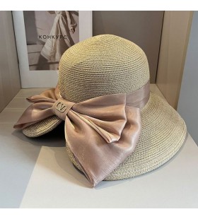 발렌티노 VLogo 서명 밀짚 모자와 Organza 활성 살구