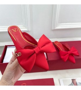 발렌티노 VLogo 활 노새 여성 실크 레드