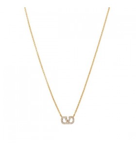 Valentino VLogo Signature Necklace In Metal With Crystals Gold