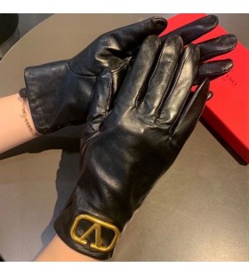 발렌티노 VLogo 서명 장갑 여자는 양가죽 Black/Gold