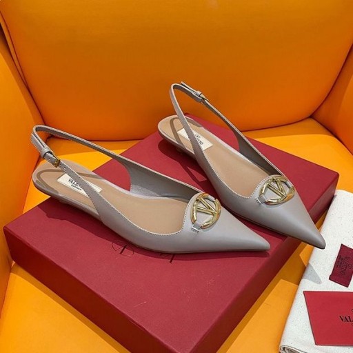 Balet stanovi Valentino Vlogo Slingback Ženske Od Teleće kože Sive boje