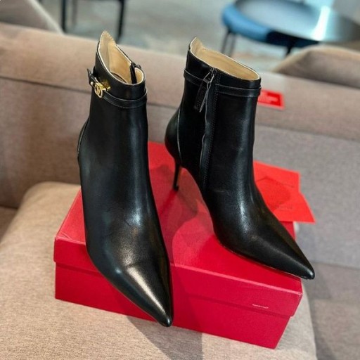 Ženske čizme Valentino Tan-Go 75 mm od teleće kože crne boje