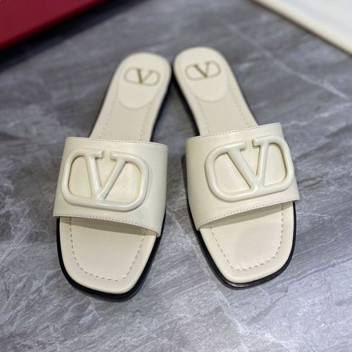 Branded Slajdova Valentino VLogo S Камуфляжным Logotipom Ženske Od Teleće Kože Bijele Boje