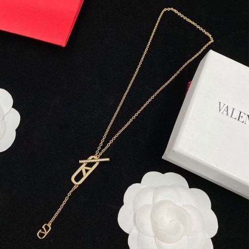 Brand Ogrlica-Lanac Valentino VLogo Od Metala S Kristalima Zlatne Boje