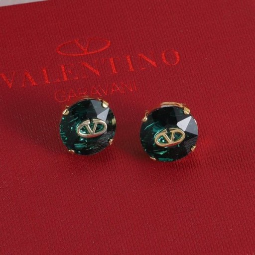 Branded Naušnice Valentino Micro VLogo Od Metala Sa Zelenim Kristalima