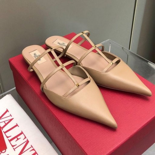 Ženske мюли Valentino Rockstud Wispy od Teleće kože Smeđe boje