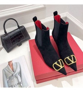 Booties Valentino VLogo Sigture Chelsea Ženske Parhet Crnci